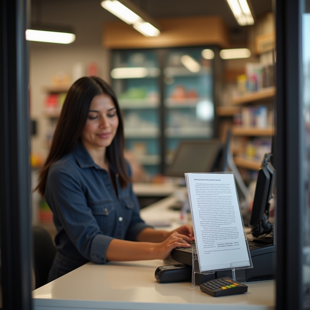 Printed reference manual kept behind business counter